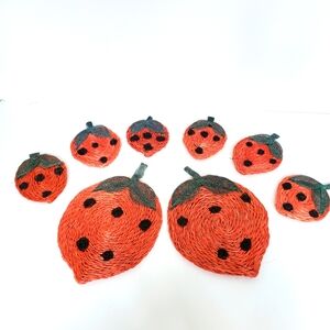Vintage Strawberry Coasters & Trivet Set